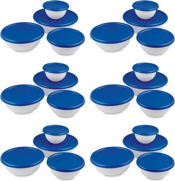 Robert Irvine 6-Piece Microwave-Safe Mixing Bowl and Lid Set, Blue