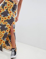 Thumbnail for your product : ASOS DESIGN maxi skirt in daisy polka dot two-piece