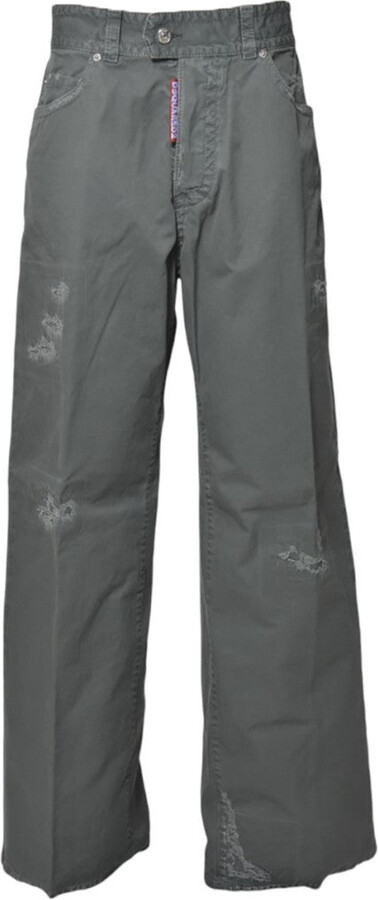 DSQUARED2 9 To 5 Flare Jeans In Sage Green Cotton