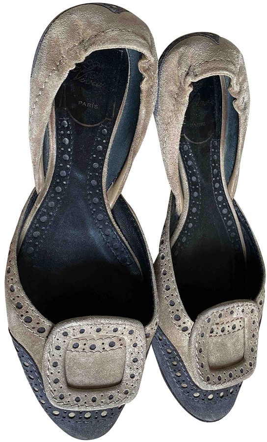 grey suede ballet pumps