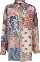Panelled Print Collared Button-Up Shi 