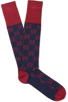 Thumbnail for your product : Gucci Monogrammed Jacquard-Knit Stretch Cotton-Blend Socks
