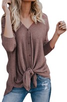 Thumbnail for your product : Yusealia Clearance Womens Cardigans Long Sleeve Solid Button Kimono Casual Ladies Knitwear Jumpers Knitted Women Clothing Coat Tops Outwear Oversized Knit Tunic Blouse for Women Ladies Teen Girls Wine