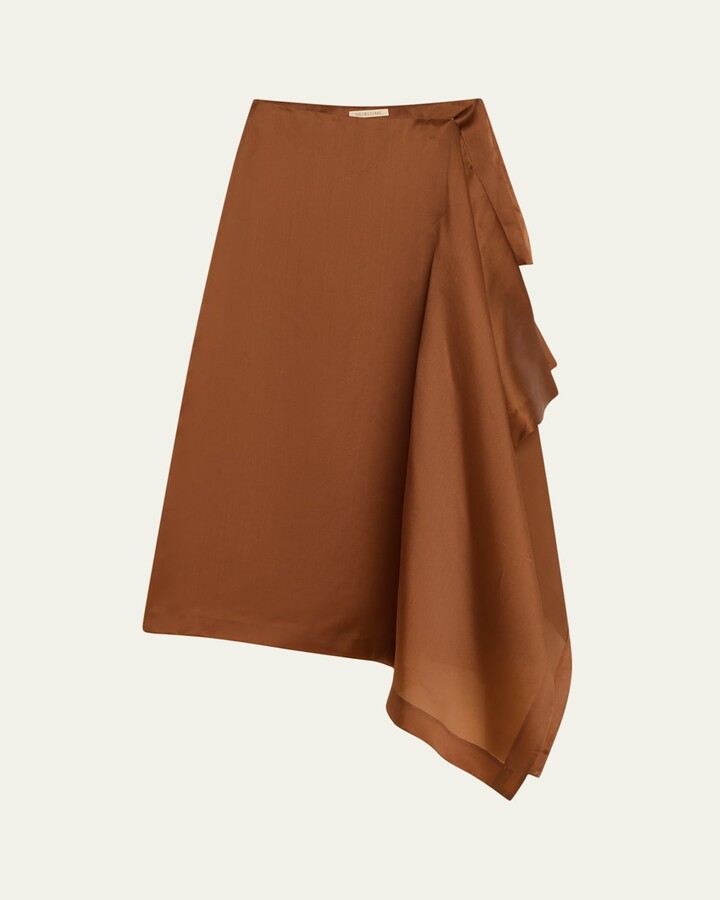 Heirlome Mel Draped Silk Organza Midi Skort