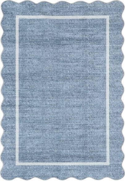 Fulvari ModernWashableAreaRugScallopedEdgeNonSlipLowPileStainResistantforLivingRoom