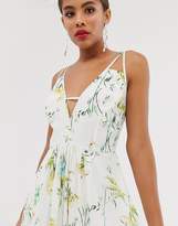 Thumbnail for your product : ASOS DESIGN Tall maxi dress with deep plunge and cut out strap detail in print
