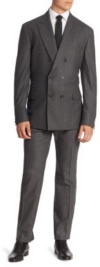 Brunello Cucinelli Flannel Stripe Silk Blend Suit