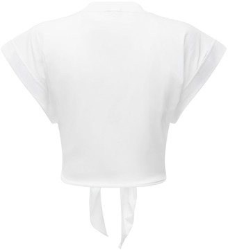 Miu Miu Cotton Jersey Top W/ Front Logo & Bow