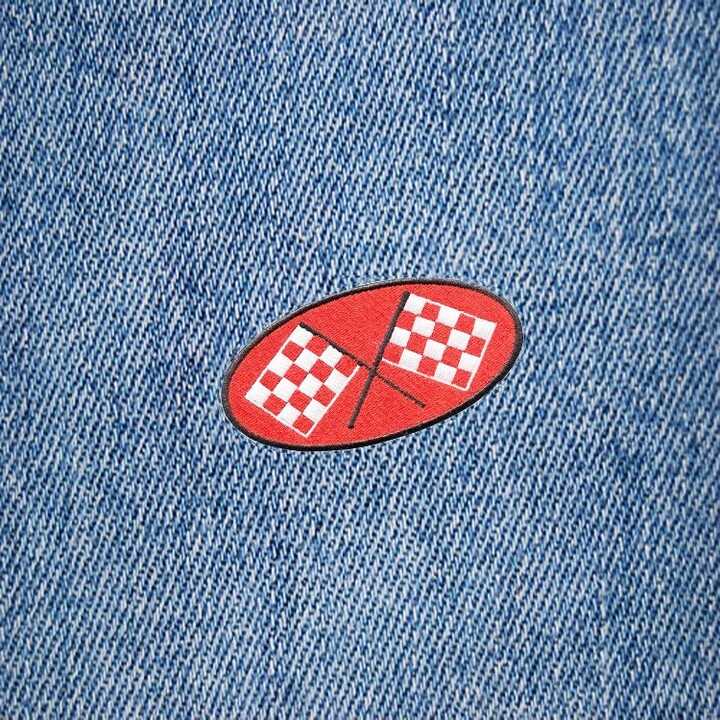 Etsy Awesome Vintage Style Red Checkered Flag Patch Badge Skater Punk Racing Biker Iron On Or Hook Back