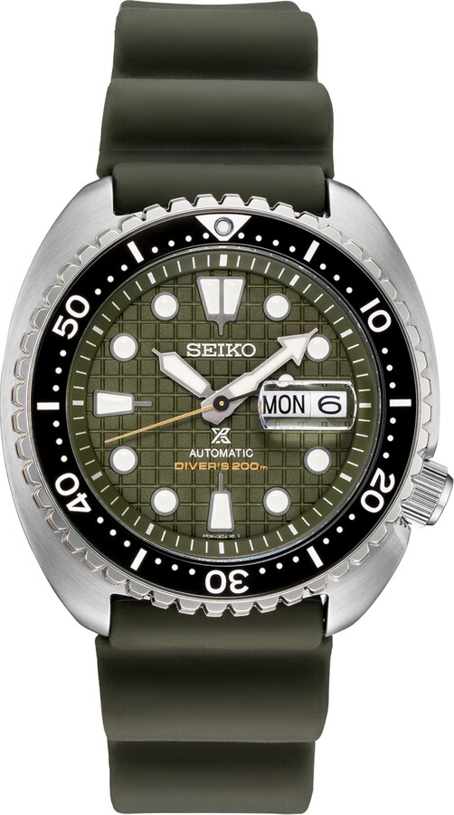 Seiko Men's Automatic Prospex King Turtle Green Silicone Strap Watch 45mm - A Special Edition