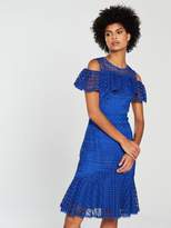 Thumbnail for your product : Karen Millen Geo Chemical Lace Dress - Blue