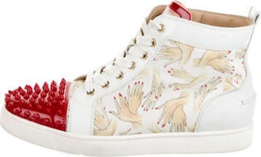 Christian Louboutin Blue, Pattern Print Studded Accents Sneakers EU 46.5 | 13.5