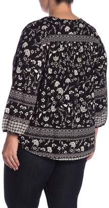 Lucky Brand Printed Peasant Blouse (Plus Size)