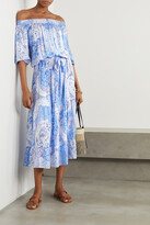 Thumbnail for your product : Melissa Odabash Condor Off-the-shoulder Belted Paisley-print Georgette Midi Dress - Blue