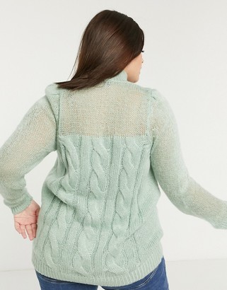 Fashion Union Plus jumper in chunky cable knit with sheer panel