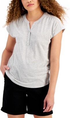 Style&Co. Style & Co Women's Dolman-Sleeve Henley Top, Created for Macy's