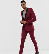 Thumbnail for your product : ASOS DESIGN Tall super skinny tuxedo suit trousers in burgundy