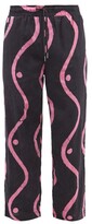 Thumbnail for your product : Post-Imperial Ikeja Wave-print Cotton Trousers - Black