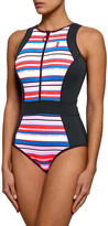Thumbnail for your product : P.E Nation Striped Neoprene Swimsuit