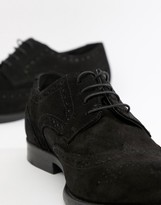 Thumbnail for your product : ASOS DESIGN DESIGN Wide Fit derby brogue shoes in black suede