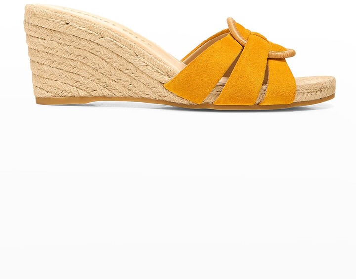 yellow leather wedges