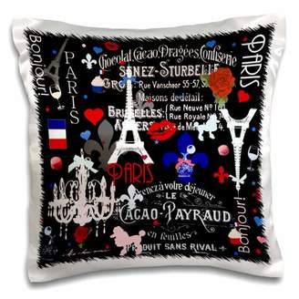 Fashionable 3drose 3dRose Girly Paris pattern - stylish black - romantic French - Classy France - trendy hip cute - Pillow Case, 16 by 16-inch