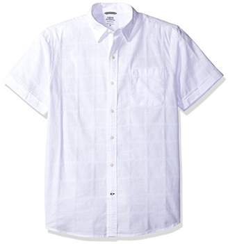 Izod Men's Saltwater Dockside Chambray Windowpane Short Sleeve Shirt