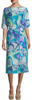 Thumbnail for your product : Emilio Pucci Short-Sleeve Boat-Neck Printed Midi Dress
