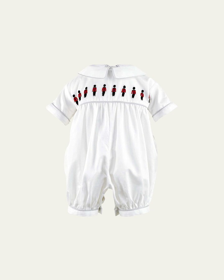 Rachel Riley Boy's Soldier Embroidered Collared Playsuit, Size Newborn-12M