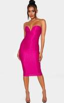 Thumbnail for your product : PrettyLittleThing Magenta Stripe Detail Bandeau Midi Dress
