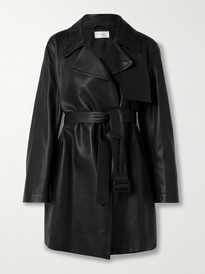 The Row Siempra Belted Leather Trench Coat - Black