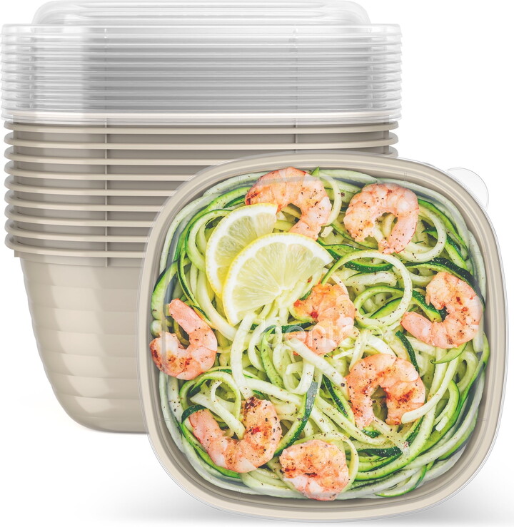 Bentgo Prep - 1-Compartment Bowls with Custom Fit Lids - Reusable, Microwaveable, Durable, & BPA-Free, Freezer and Dishwasher Safe Meal Prep Food Storage - 10 Bowls & 10 Lids (Champagne)