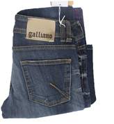John Galliano Galliano Women'S Denim Trousers Skinny Fit Blue With Motif