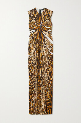 Proenza Schouler Leopard-print Stretch-crepe Maxi Dress - Brown