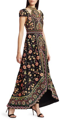 Alice + Olivia Nidia Embellished Cutout High-Low Gown