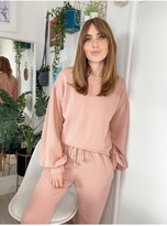 Thumbnail for your product : Little Mistress Dusty Rose Balloon Sleeve Sweatshirt Loungewear Co-ord