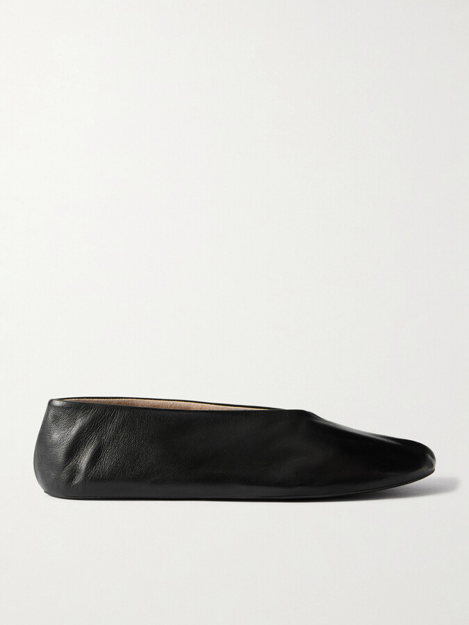 The Row Stella Leather Ballet Flats - Black