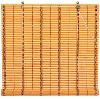 Oriental Furniture Burnt Bamboo Roll Up Blinds - Two-tone Honey - (36 in. x 72 in.)