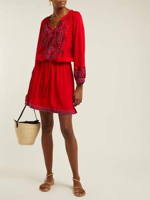Melissa Odabash Nadja Geometric-embroidered Crepe Mini Dress - Womens - Red