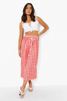 Thumbnail for your product : boohoo Button Front Gingham Midaxi Skirt