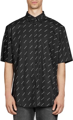 Balenciaga Repeat Logo Short-Sleeve Shirt