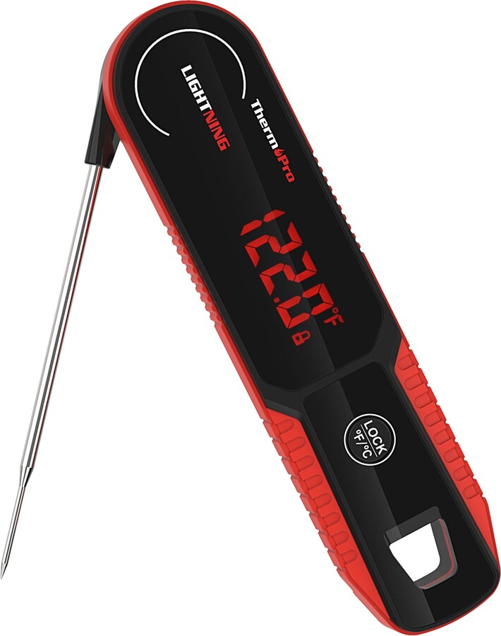 ThermoPro Pack of 1 Lightning 1-Second Instant Read Meat Thermometer - Red, Black