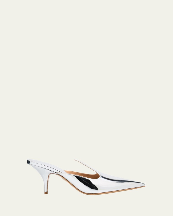 Ferragamo Avril Metallic Leather Mule Pumps