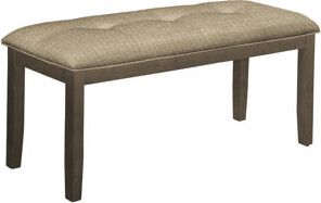 Monarch Specialties Inc. Bench, 44" Rectangular, Dining Room, Entryway, Kitchen, Hallway, Upholstered, Wood, Brown Fabric, Grey Solid Wood, Transitional
