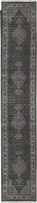 Bokara Rug Co. Inc. Hand-Knotted High-Quality Black and Wine Runner