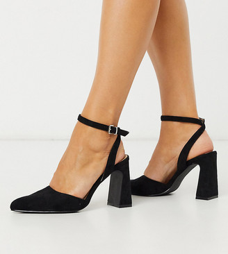wide fit black pointed heels