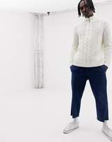 Thumbnail for your product : ASOS Design DESIGN heavyweight cable knit half zip jumper in ecru