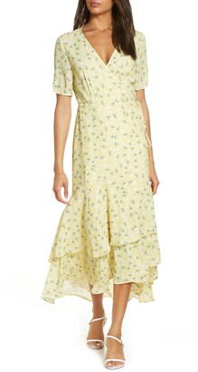 Forest Lily Floral High/Low Wrap Dress, Size Small in Yellow Combo at Nordstrom  Rack - ShopStyle