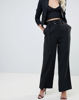 Thumbnail for your product : Outrageous Fortune wide leg paper bag waist pant in black