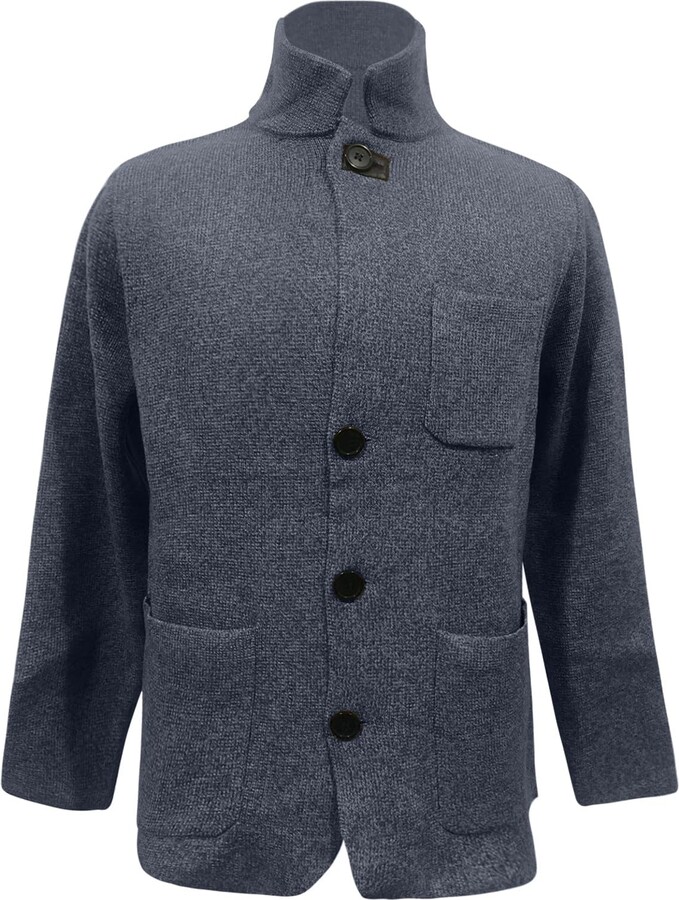 mens chunky knit shawl neck cardigan